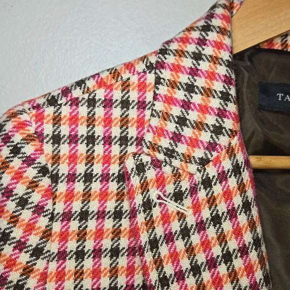 Talbots Shetland Wool Multi Color Plaid Elbow Patch Lined Blazer BWOT - Picture 2 of 13